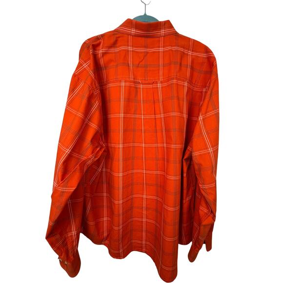 BAW Athletic Wear 2XL Plaid Button Down Shirt Red Orange 100% Cotton Casual - Picture 3 of 8
